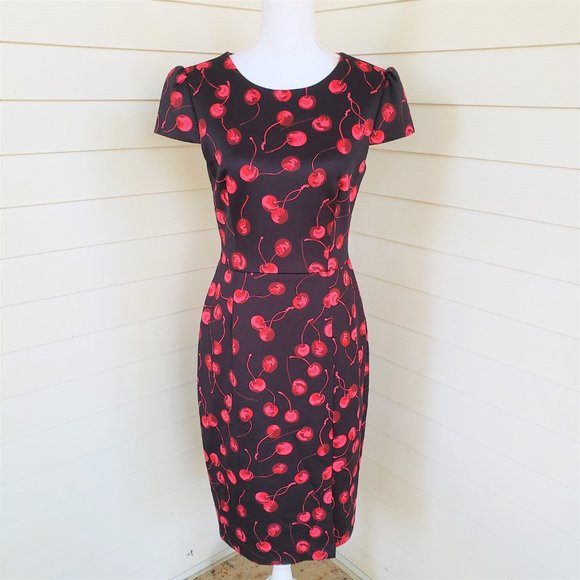 Betsey Johnson Dresses & Skirts - Betsy Johnson Cherry Print on Black Scuba Dress